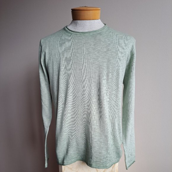 NWT Men's Gionfriddo 100% Cotton Italian Crew Neck Green Shirt Sweater Size L